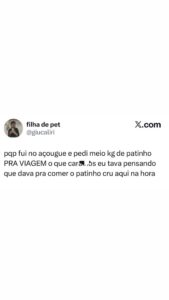 Pedido no açougue vira confusão: patinho cru ou pra viagem? Meme divertido do co em destaque