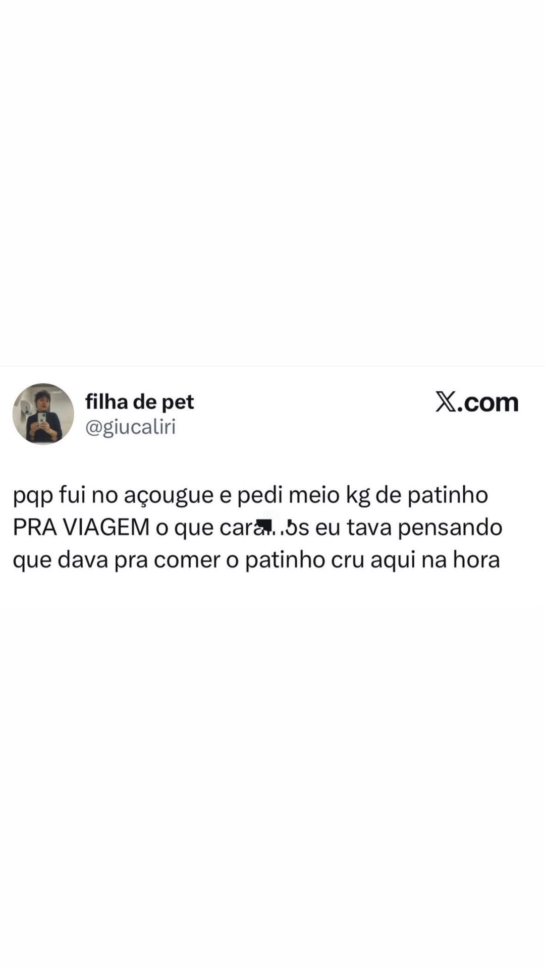 Quando pedir patinho vira dúvida sobre comer cru ou levar pra viagem