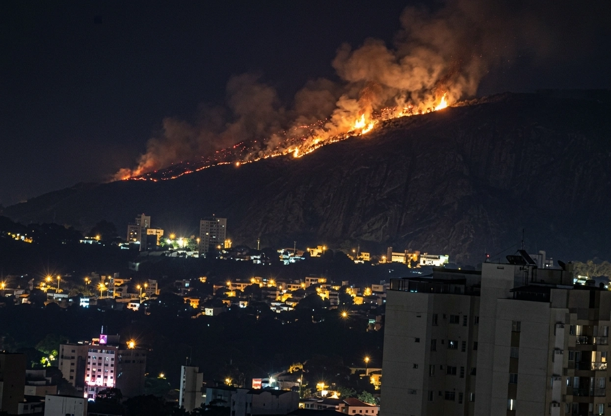 Incêndio de grandes proporções atinge morro em Santo Antônio de Leverger; veja vídeo