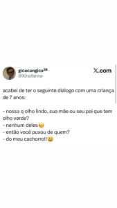Uma criança de 7 anos surpreende com resposta engraçada sobre seus olhos verdes em destaque