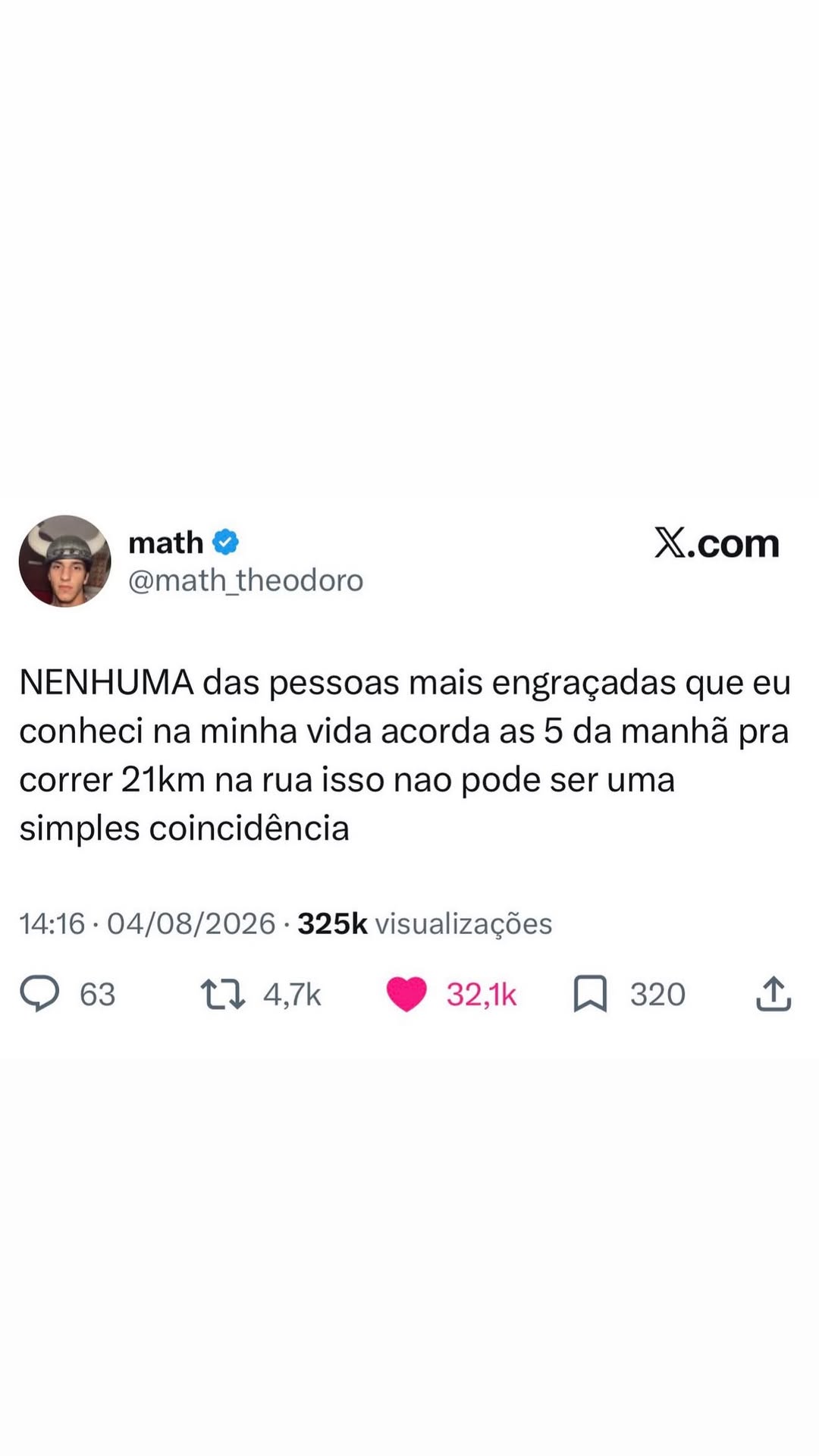 Nem as pessoas mais engraçadas acordam cedo pra correr 21km na rua