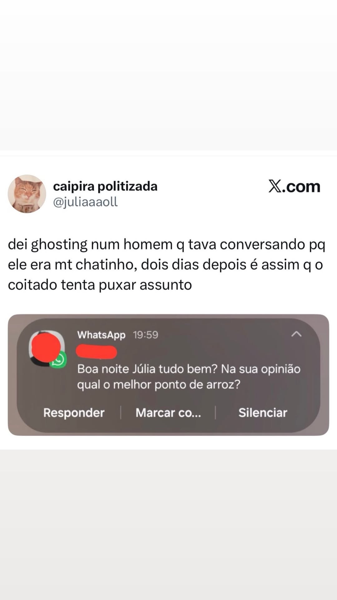 Quando o ghosting vira convite para papo mais tímido no zap