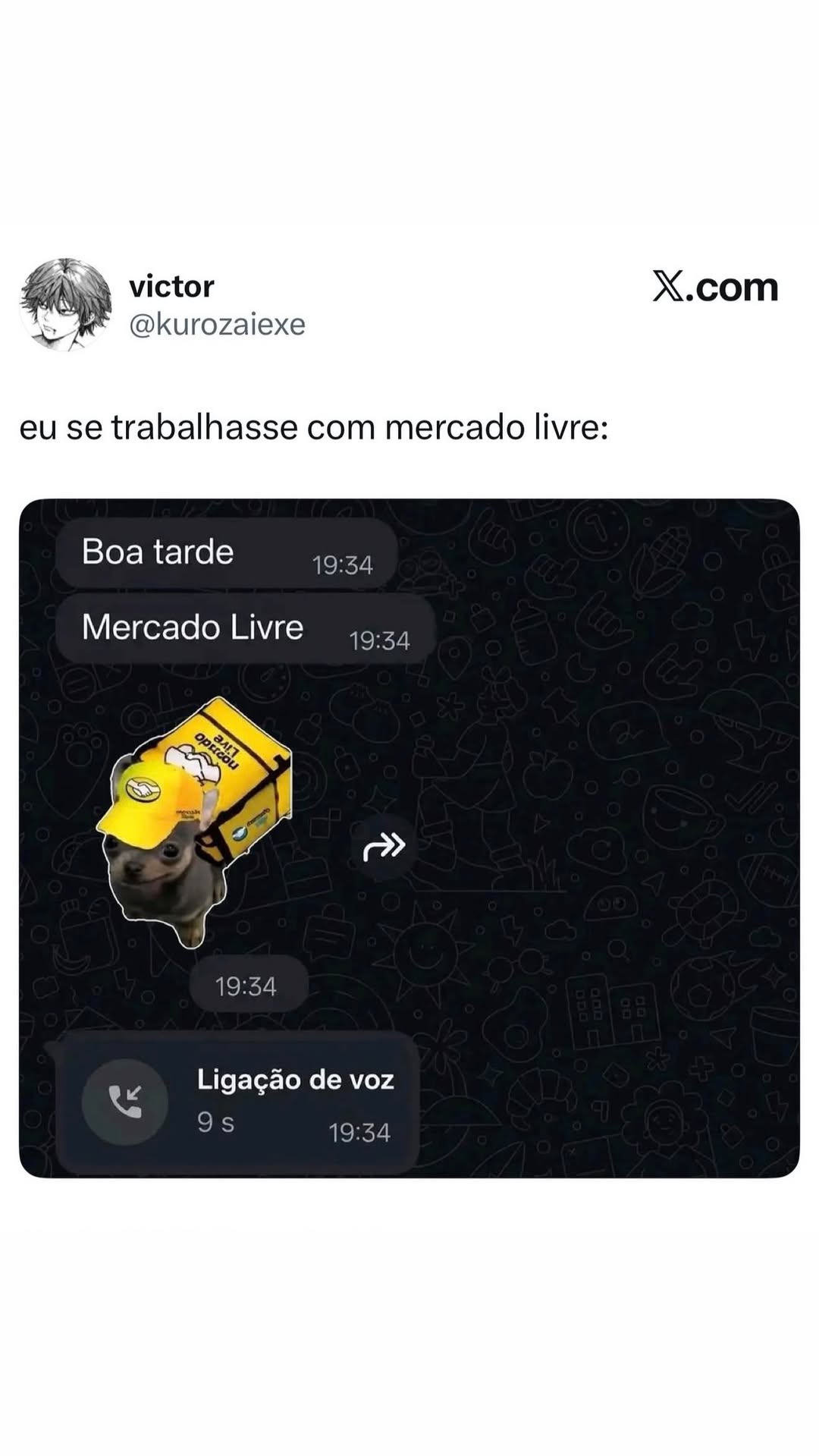 Quando o Mercado Livre vira ligação de voz no zapzap