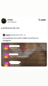 Professor encontra aluno no Instagram e a conversa vira meme engraçado e regiona em destaque