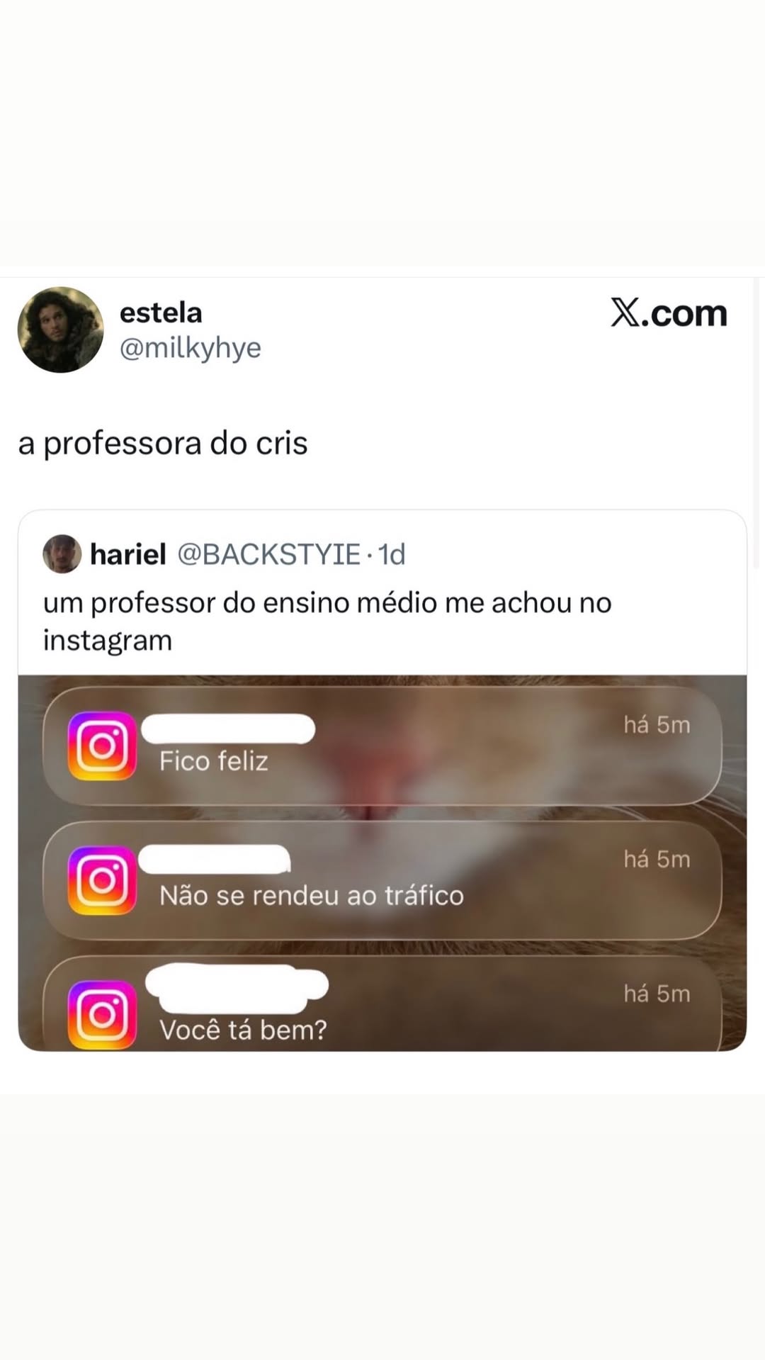 Quando o professor te acha no Instagram e a conversa fica inesperada