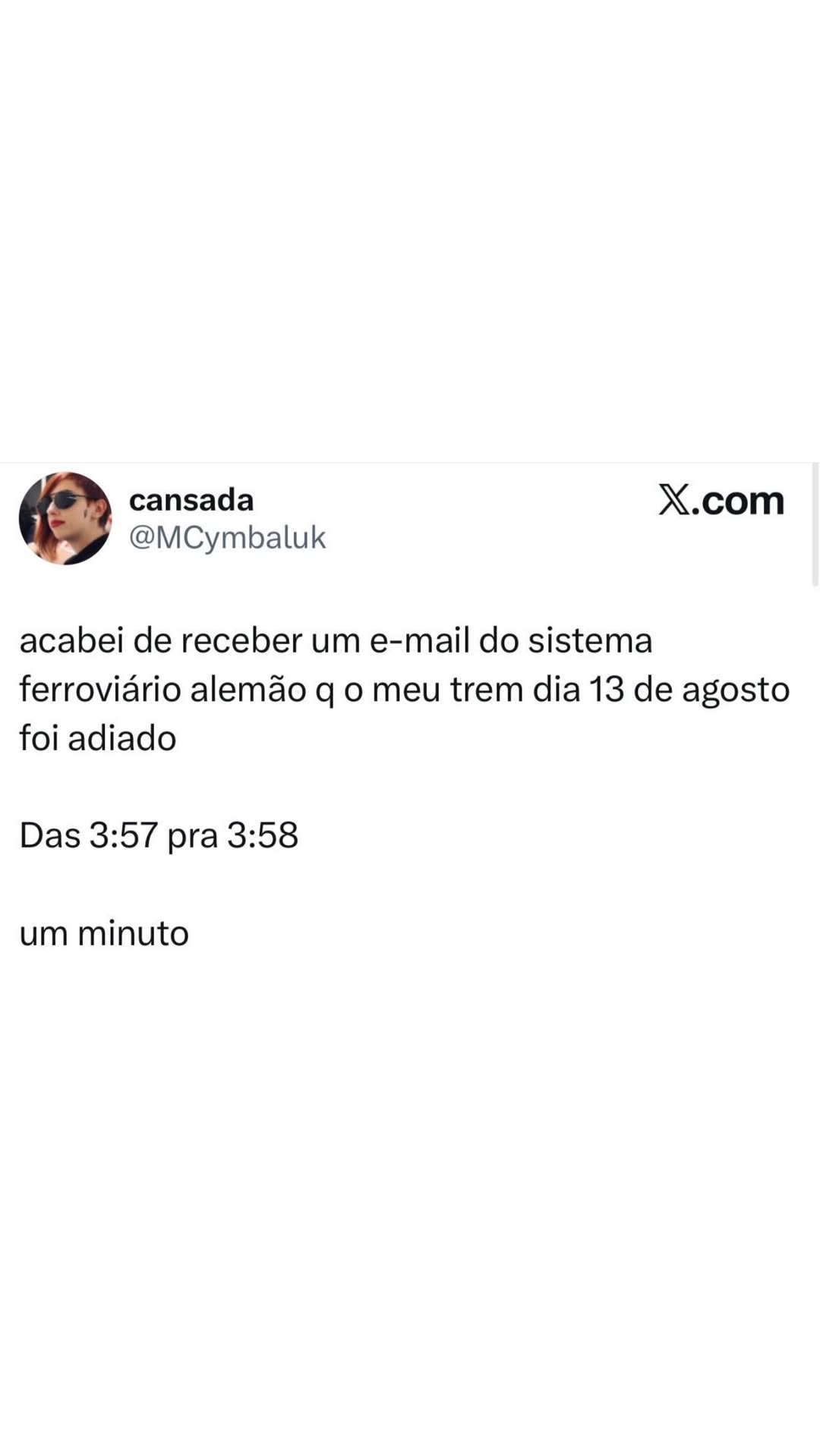 Trem alemão atrasa só um minuto e a galera já reclama