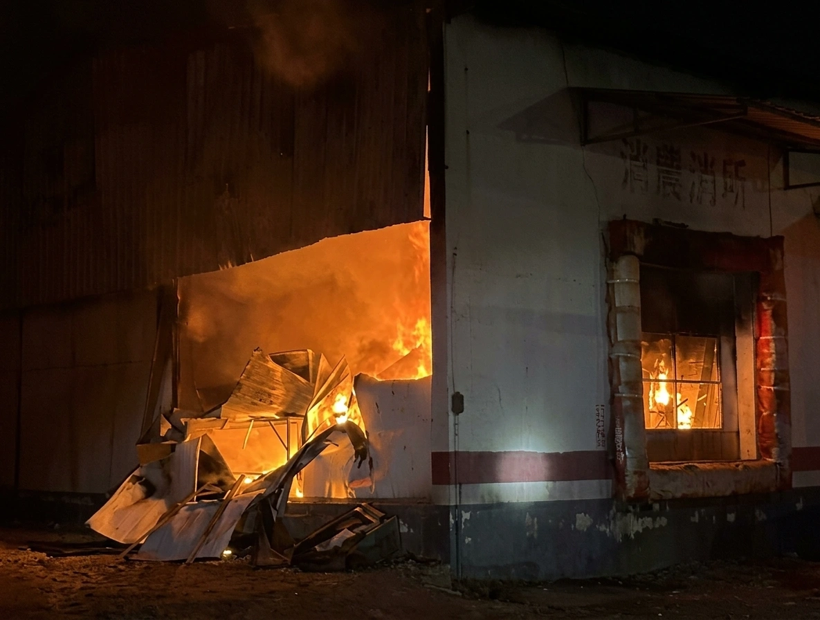 Incêndio atinge laticínio e mobiliza bombeiros e caminhões-pipa em Curvelândia; veja vídeo