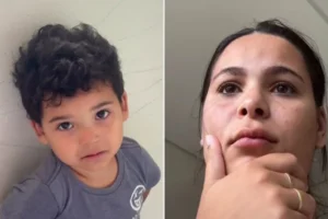 Menino de 3 anos transforma parede em “tela” para tubarão gigante e reação da mãe viraliza; veja vídeo