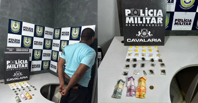 Homem é flagrado com 30 porções de drogas durante operação policial em Cuiabá; veja vídeo