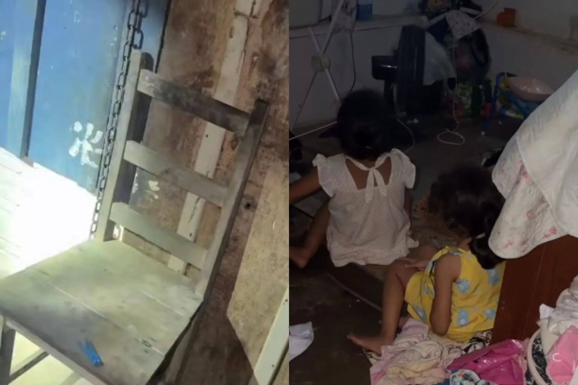 Cadeira bloqueava porta de casa onde três crianças estavam abandonadas em casa suja; veja vídeo
